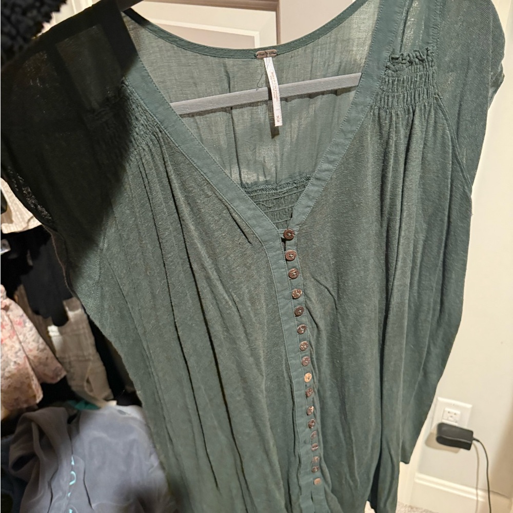 Free People Green Button-Down Dress